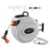 Front. VEVOR - Retractable Hose Reel, 115 ft x 1/2 inch, 180° Swivel Bracket Wall-Mounted, Garden Water Hose Reel with 9-Pattern Nozzle - Grey.