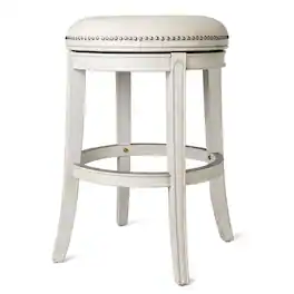 Maven Lane - 30" Alexander Backless Bar Stool Finish with Fabric Upholstery - White Oak