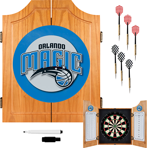 Orlando Magic NBA Dart Cabinet Set with Darts and Board - Blue, Black, Silver