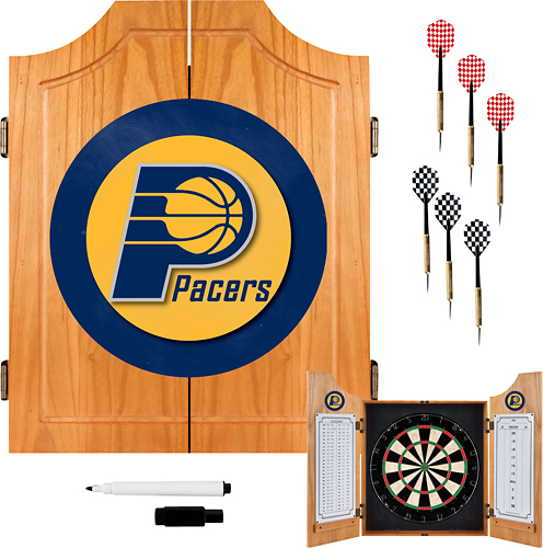 Indiana Pacers NBA Dart Cabinet Set with Darts and Board - Navy, Gold