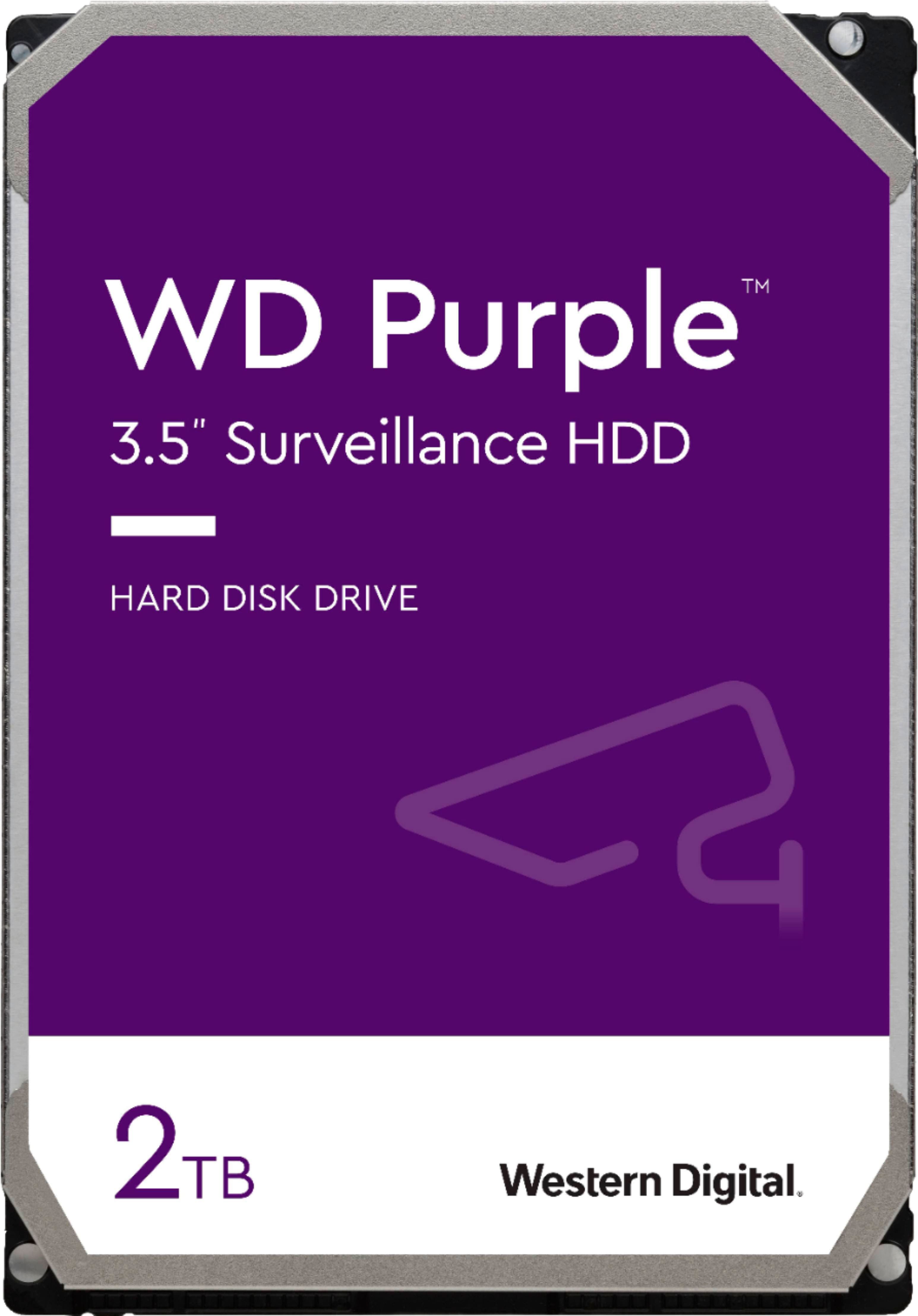 Front. WD - Purple Surveillance 2TB Internal SATA Hard Drive for Desktops - Purple.