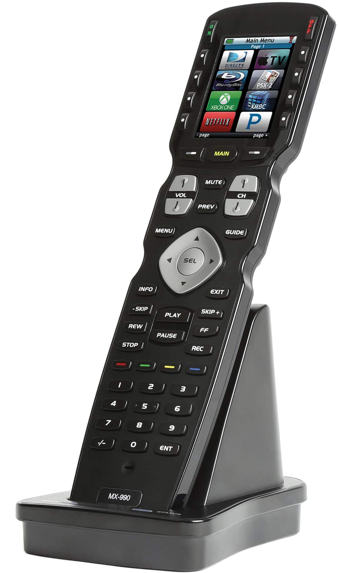 Angle. Universal Remote Control - MX-990 is an IR/RF Open Architecture Remote w/Charging Base - Black.