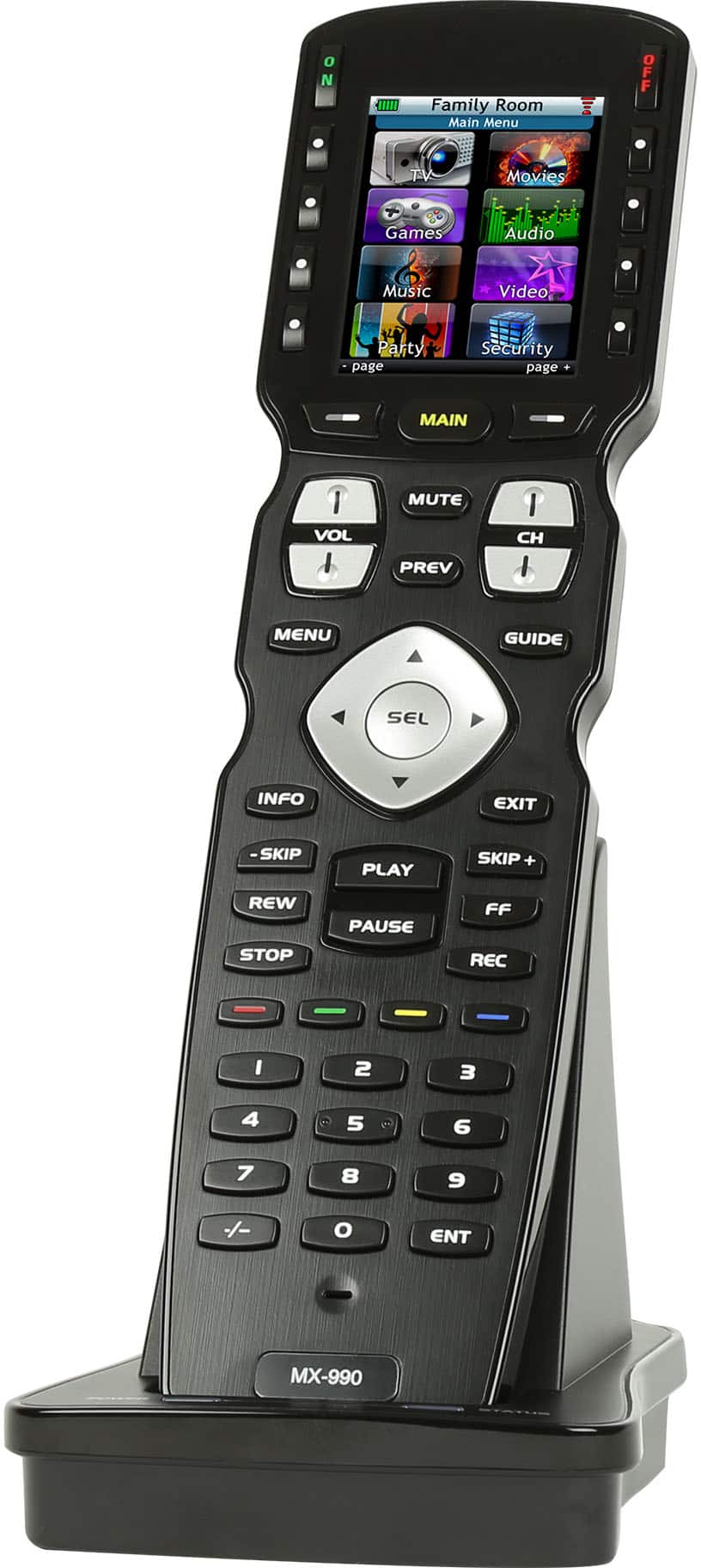 Alt View 1. Universal Remote Control - MX-990 is an IR/RF Open Architecture Remote w/Charging Base - Black.