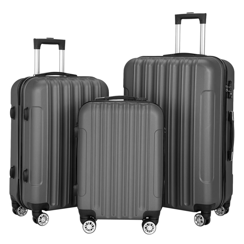 Alt View 3. Winado - 20"/24"/28" Luggage Set 3 Piece, ABS Hard Shell Suitcase Set for Travel, Spinner Wheels and TSA Lock - Grey.