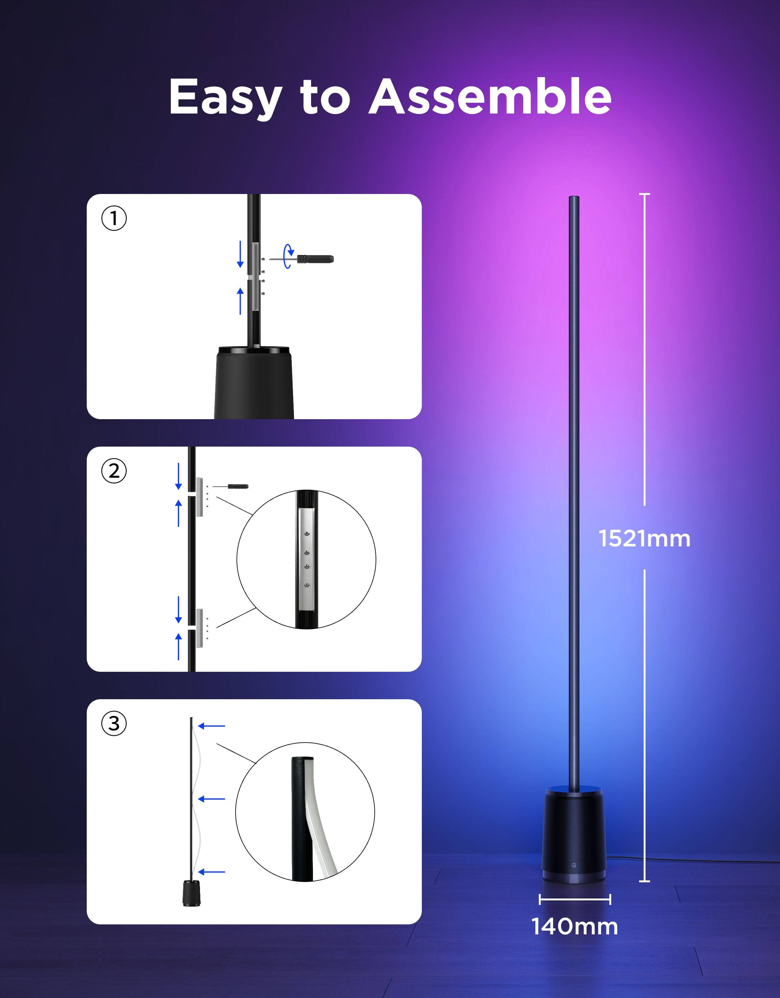 Easy to Assemble

1. 
2. 
3. 

1521mm

140mm