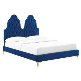Modway - Alexandria Tufted Performance Velvet Twin Platform Bed - Blue
