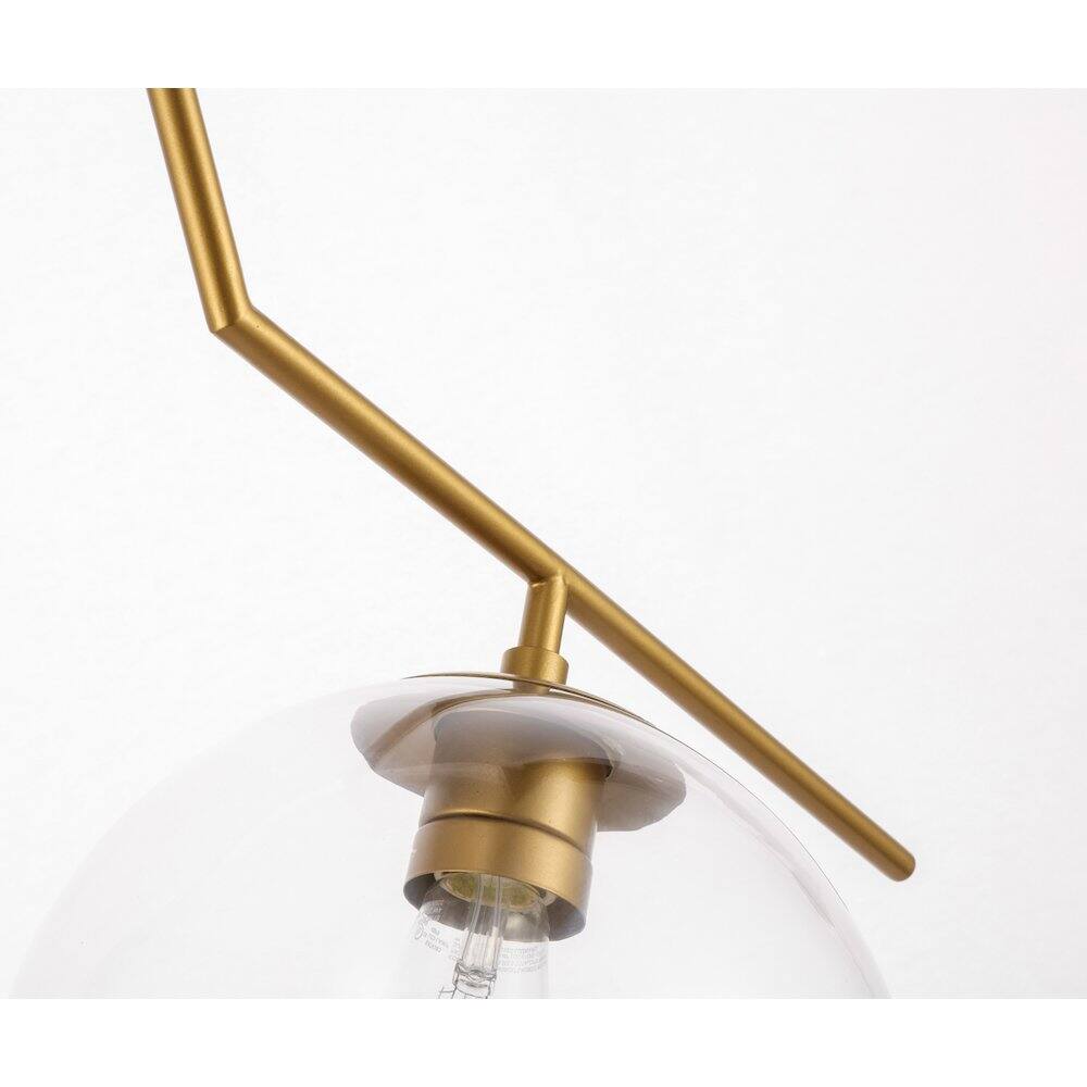 Angle. Living District - Ryland 1 Light Brass And Clear Glass Pendant - Brass And Clear Glass.