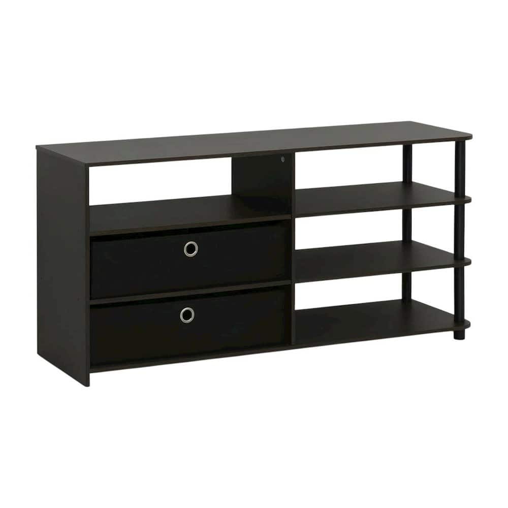FurniFact - Walnut TV Stand, 50-Inch Screens, Storage Bins, Modern Design - Brown