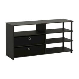 FurniFact - Walnut TV Stand, 50-Inch Screens, Storage Bins, Modern Design - Brown