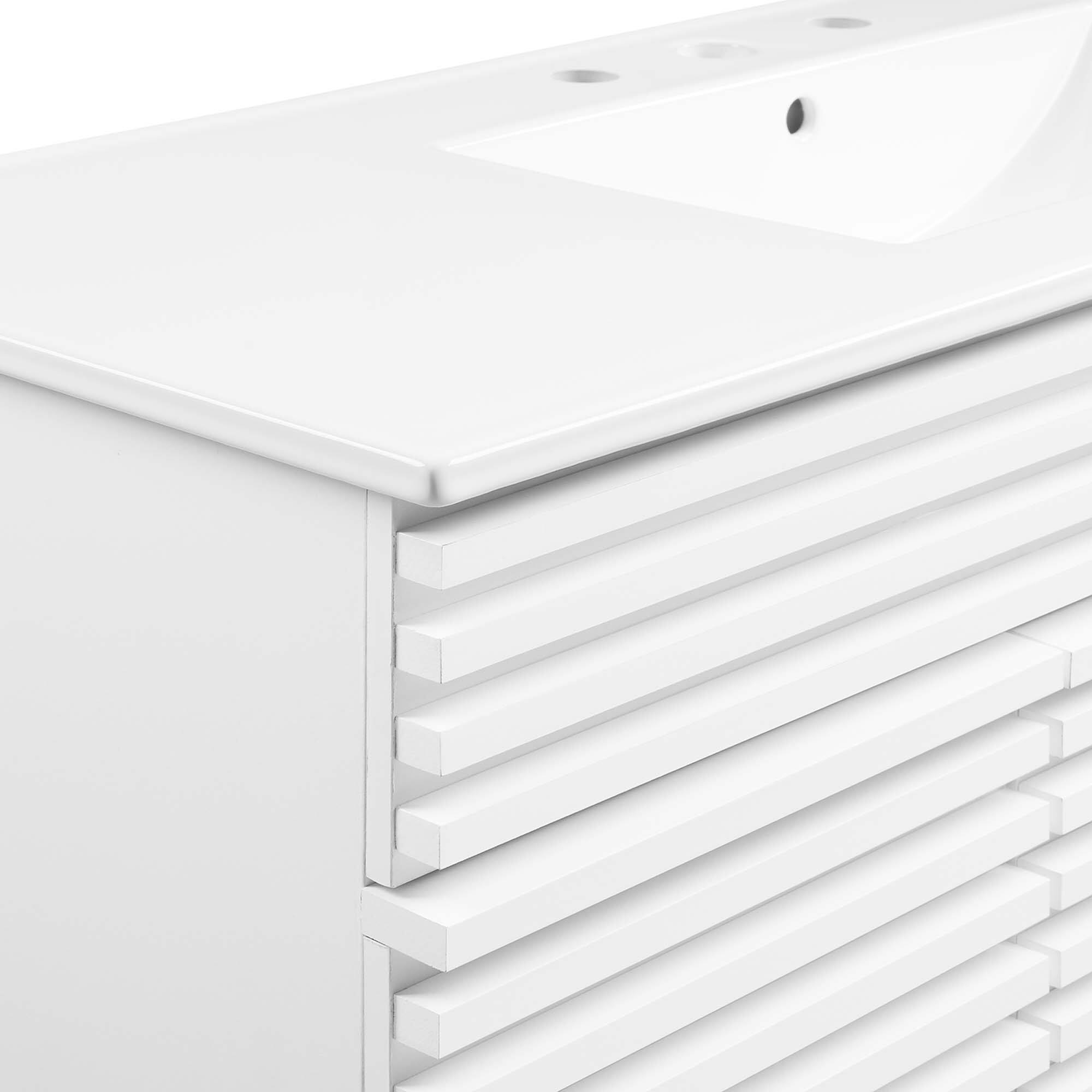 Alt View 7. Modway - Render 48" Bathroom Vanity with White Basin Included - White White.