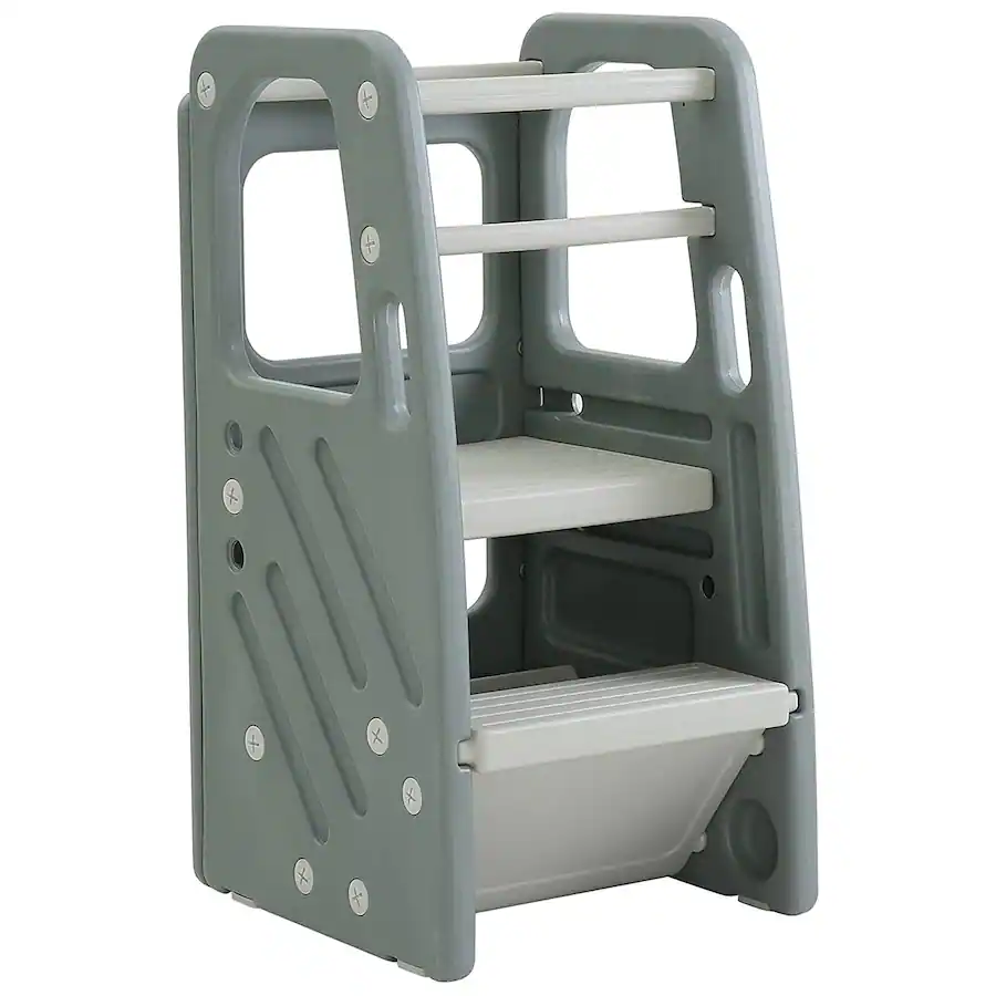 SDADI Kids Durable Plastic Step Stool with 3 Adjustable Heights, Dark ...