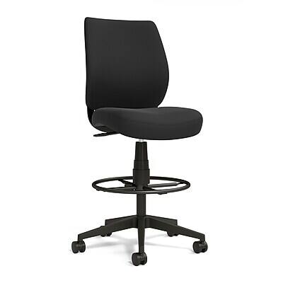 Alt View 1. Staples - Staples Essentials Fabric Drafting Chair with Backrest and Footrest, Black (UN59388) - Black.