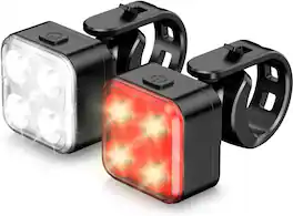 FINEAK - Rechargeable Front & Rear LED Bike Light Set - IPX4 Waterproof - Black