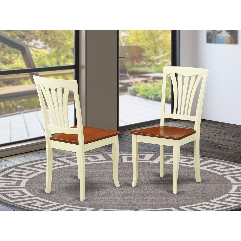 Left. East West Furniture - Dining Room Set Buttermilk & Cherry - Brown.