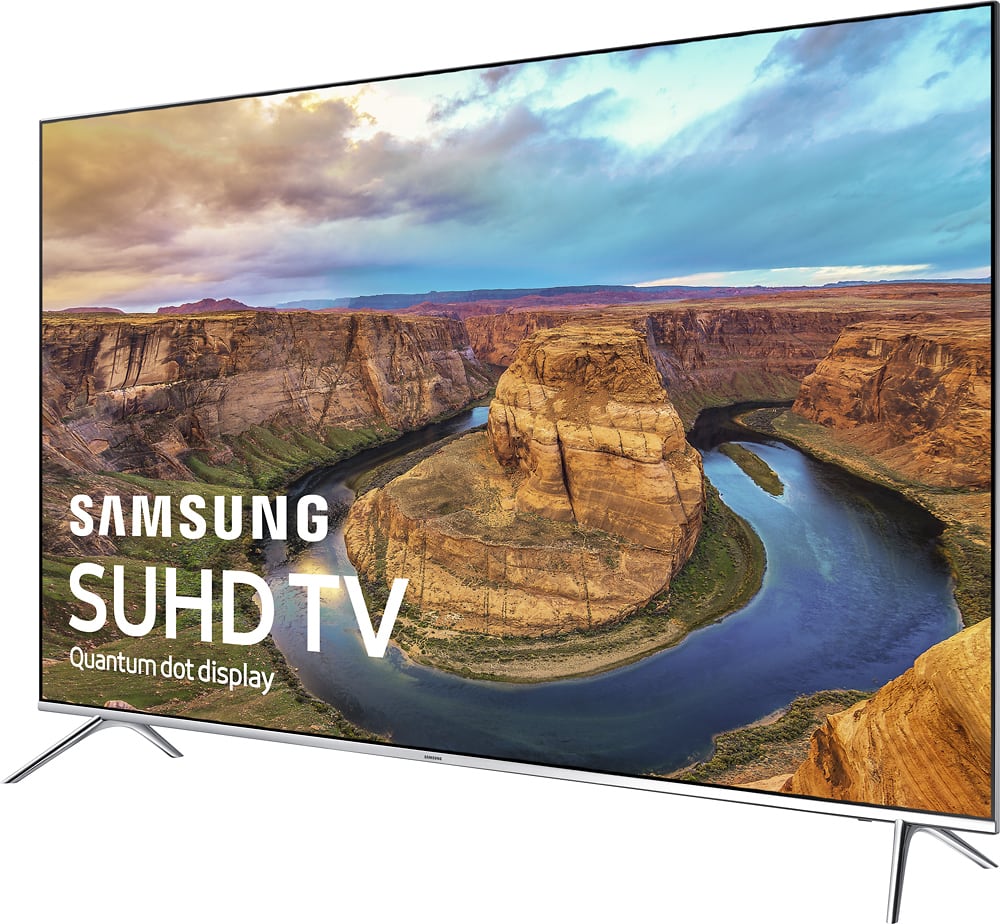 Left. Samsung - 55" Class - (54.6" Diag.) - LED - 2160p - Smart - 4K Ultra HD TV - with High Dynamic Range - Silver.