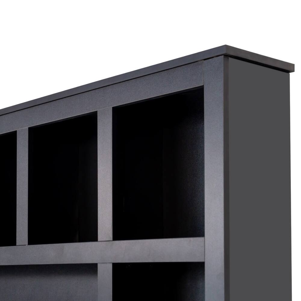 Alt View 8. Loheer - Loheer Farmhouse Wooden Hall Tree, 4-in-1 Entryway Shoe Cabinet, Walnut Storage Bench, 76.7"H - Black and Dark Walnut.