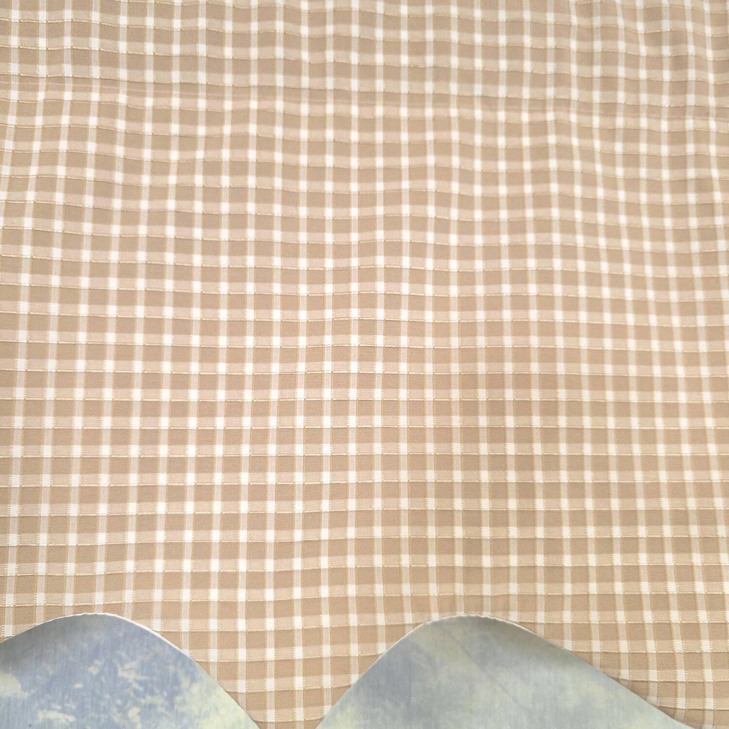Alt View 2. RLF Home - RLF Home Texture Check Regal Window Valance 100% Cotton Lined Rod Pocket 50" x 17" Cream - Cream.