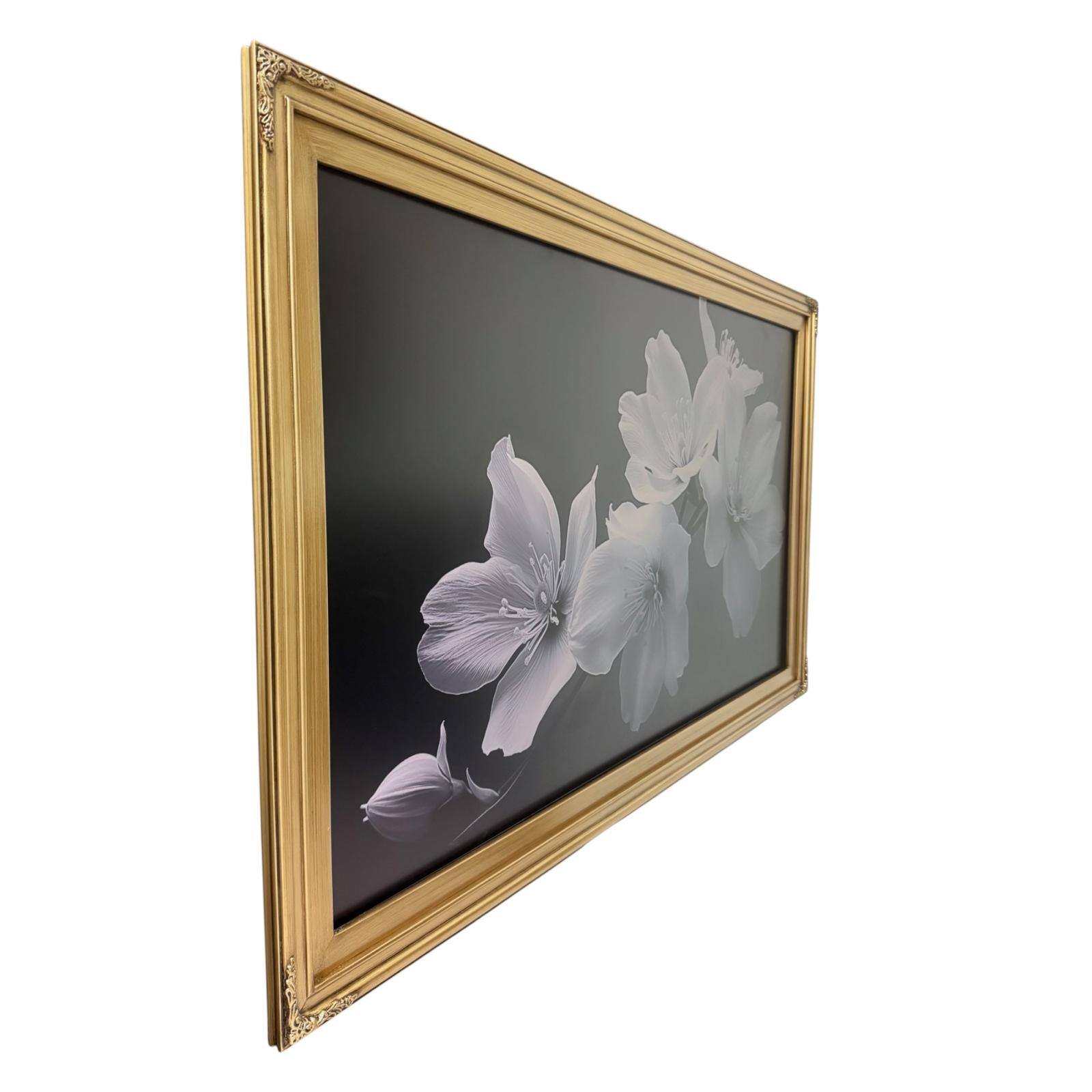 Angle. LAREDO FRAME FACTORY - 75 inch Hisense Canvas TV Ornate frame, Canvas TV by Hisense - ANTIQUE GOLD.