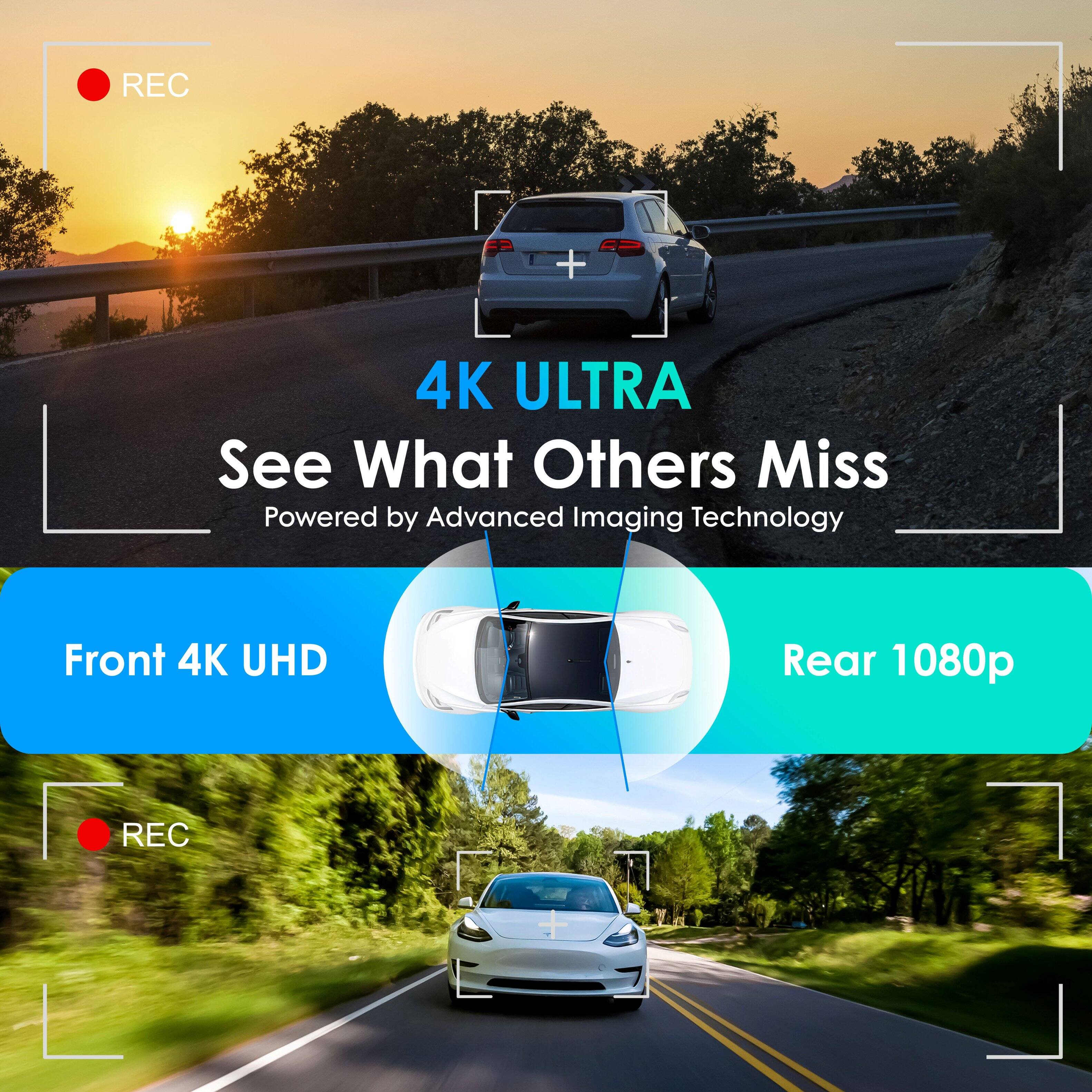 REC + 4K ULTRA  
See What Others Miss  
Powered by Advanced Imaging Technology  
Front 4K UHD  
Rear 1080p
