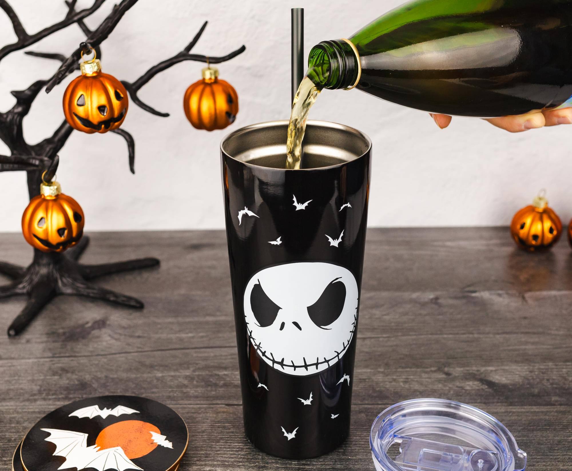 Alt View 5. Disney - Disney The Nightmare Before Christmas "Seriously Spooky" Stainless Steel Tumbler - Black.