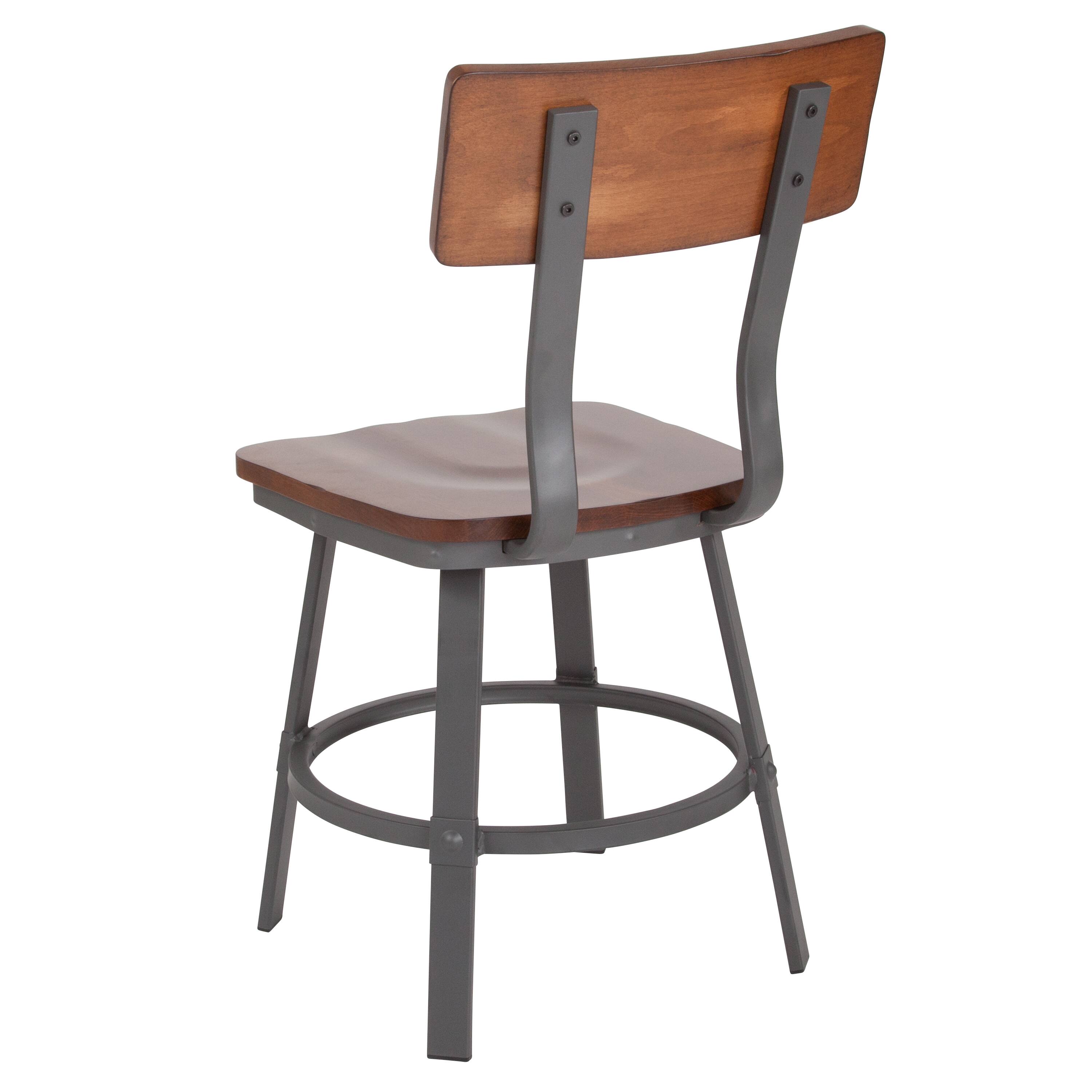 Alt View 5. Emma + Oliver - Restaurant Chair with Wood Seat & Back and Powder Coat Frame - Rustic Walnut.