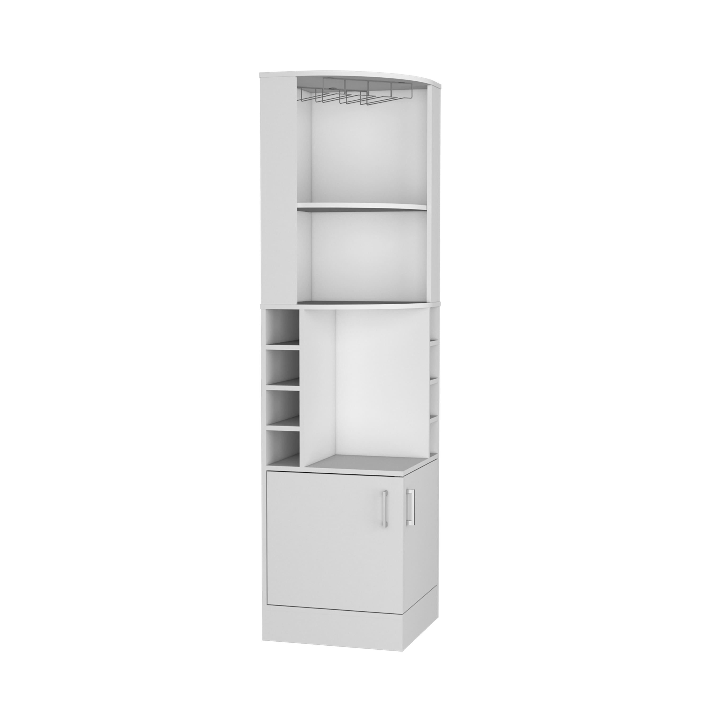 TuHome - Kava Being Corner Bar Cabinet, Glass Rack, Double Door Cabinet, Eight Built-In Wine Rack, Bar Room - White