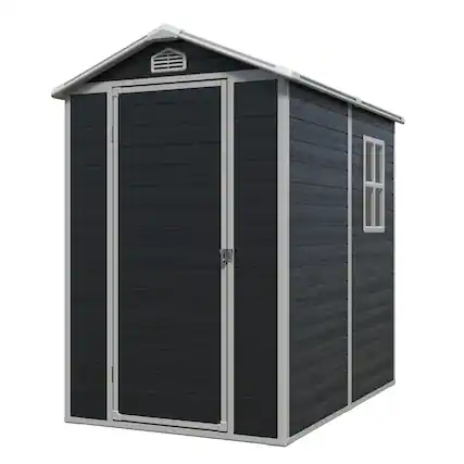 Front. Mondawe - 4x6ft Resin Outdoor Storage Shed - Black.