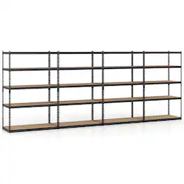 Costway - 4 PCS 72" H x 48" W x 24" D 5-Tier Garage Shelving Unit 2200 LBS Metal Shelves - Black