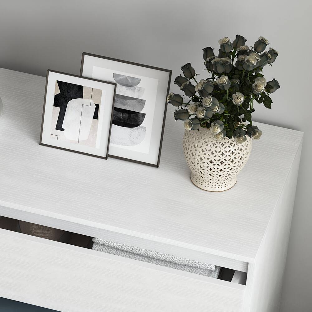 Alt View 6. Spaco - 8 Drawers Storage Dresser, Modern Handle-Free Design for Bedroom, Closet and Living Room, Euro Slide Wood Chest - White.