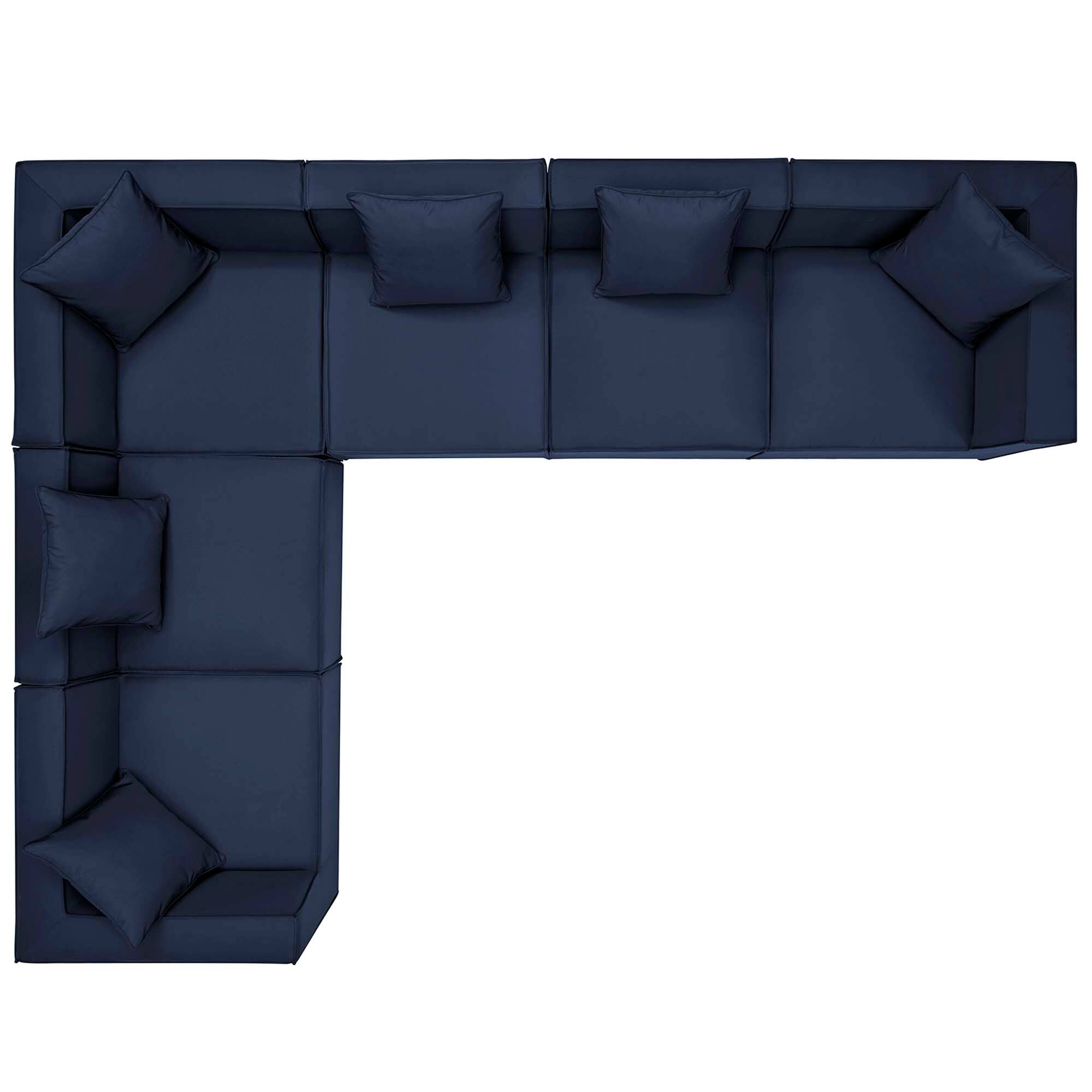 Alt View 6. Modway - Saybrook 6-Piece Outdoor Patio Upholstered Sectional Sofa by Modway - Navy.