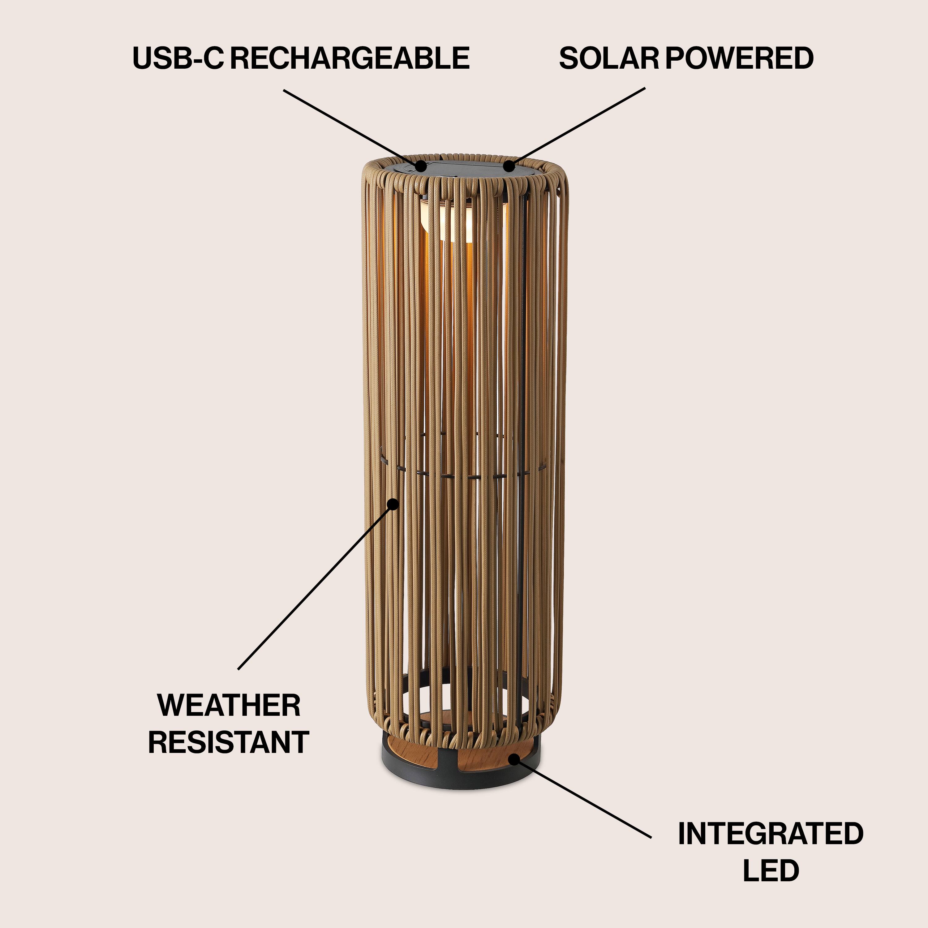 USB-C RECHARGEABLE SOLAR POWERED WEATHER RESISTANT INTEGRATED LED