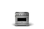 Front. Viking - 5.1 Cu. Ft. 36"W Freestanding LP Gas Sealed 4 Burner Range with Griddle - Stainless Steel w. Brushed Brass - Stainless steel.