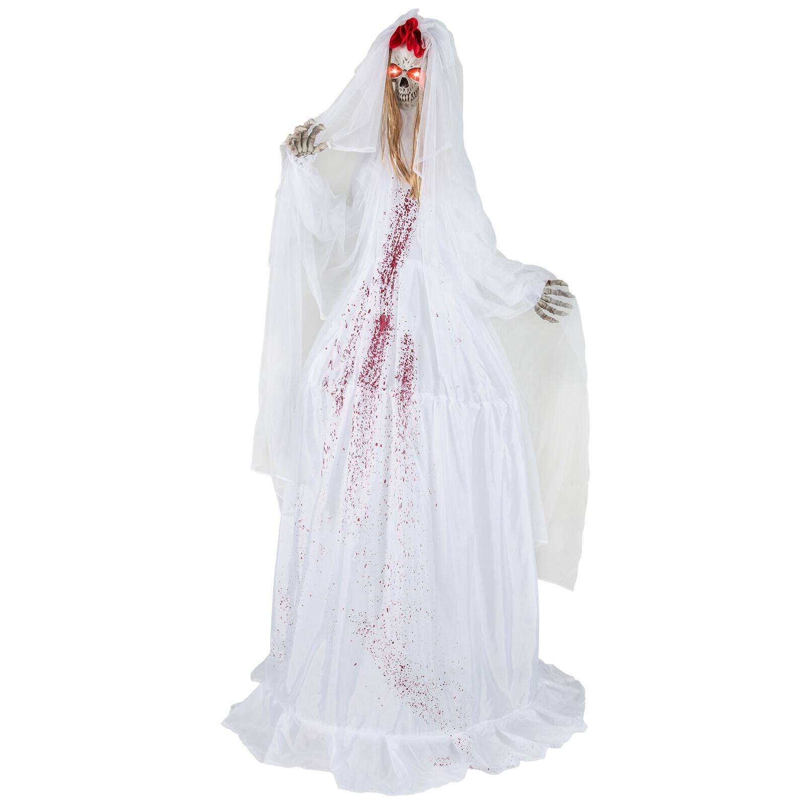 Front. Gymax - Gymax 7.2 FT Halloween Animatronic Standing Bride Haunted House Decoration Sounds - White.