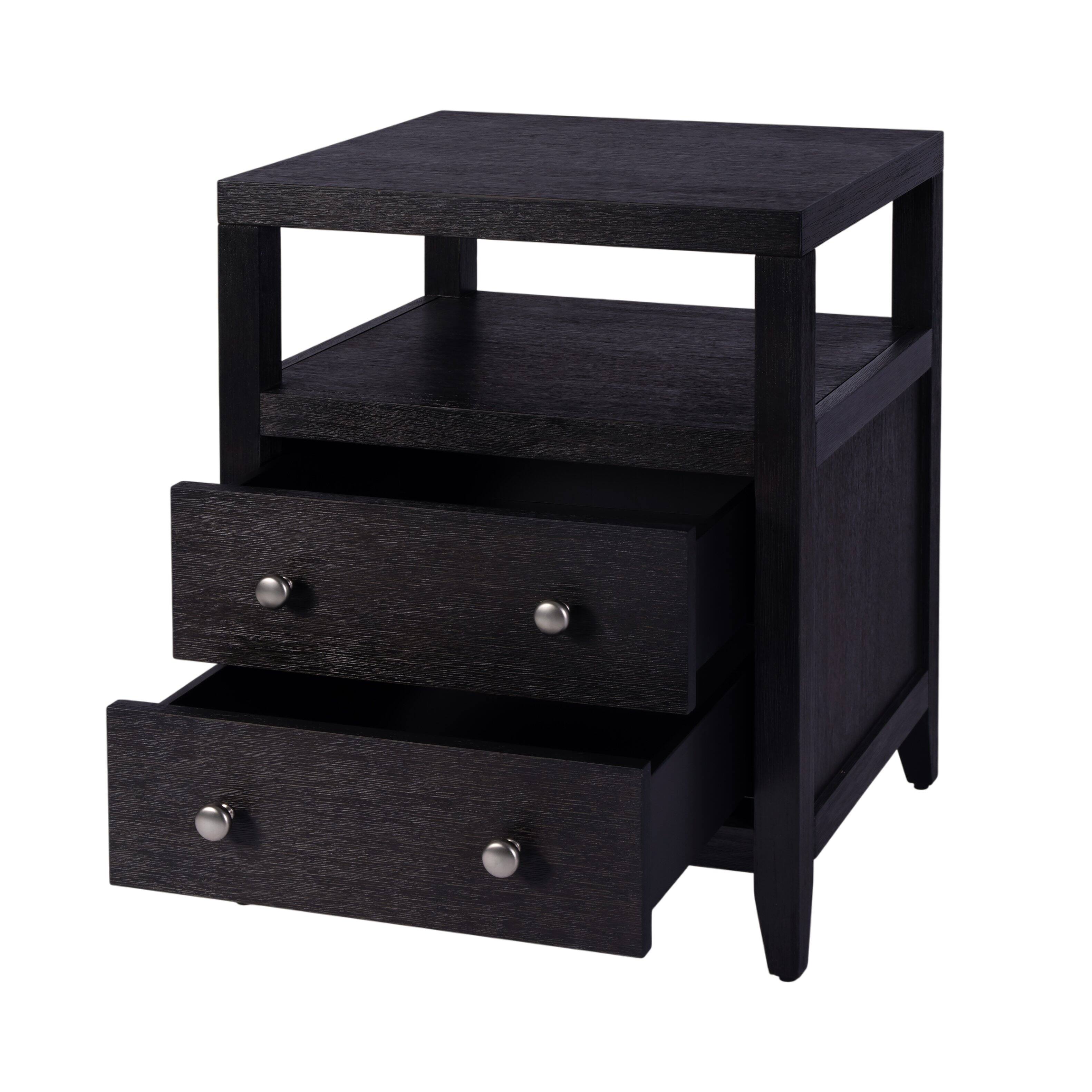 Alt View 1. Butler Specialty - Dana 21 in. W Rectangular Wood 2 Drawer Narrow Nightstand with Top Open Shelf - Coffee.
