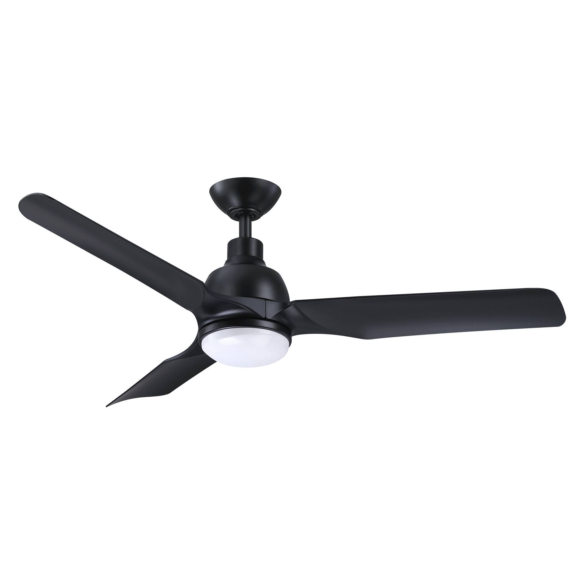Alt View 1. Parrot Uncle - 52" Modern Black ABS 3-Blade Dimmable LED Ceiling Fan with Remote - Black.