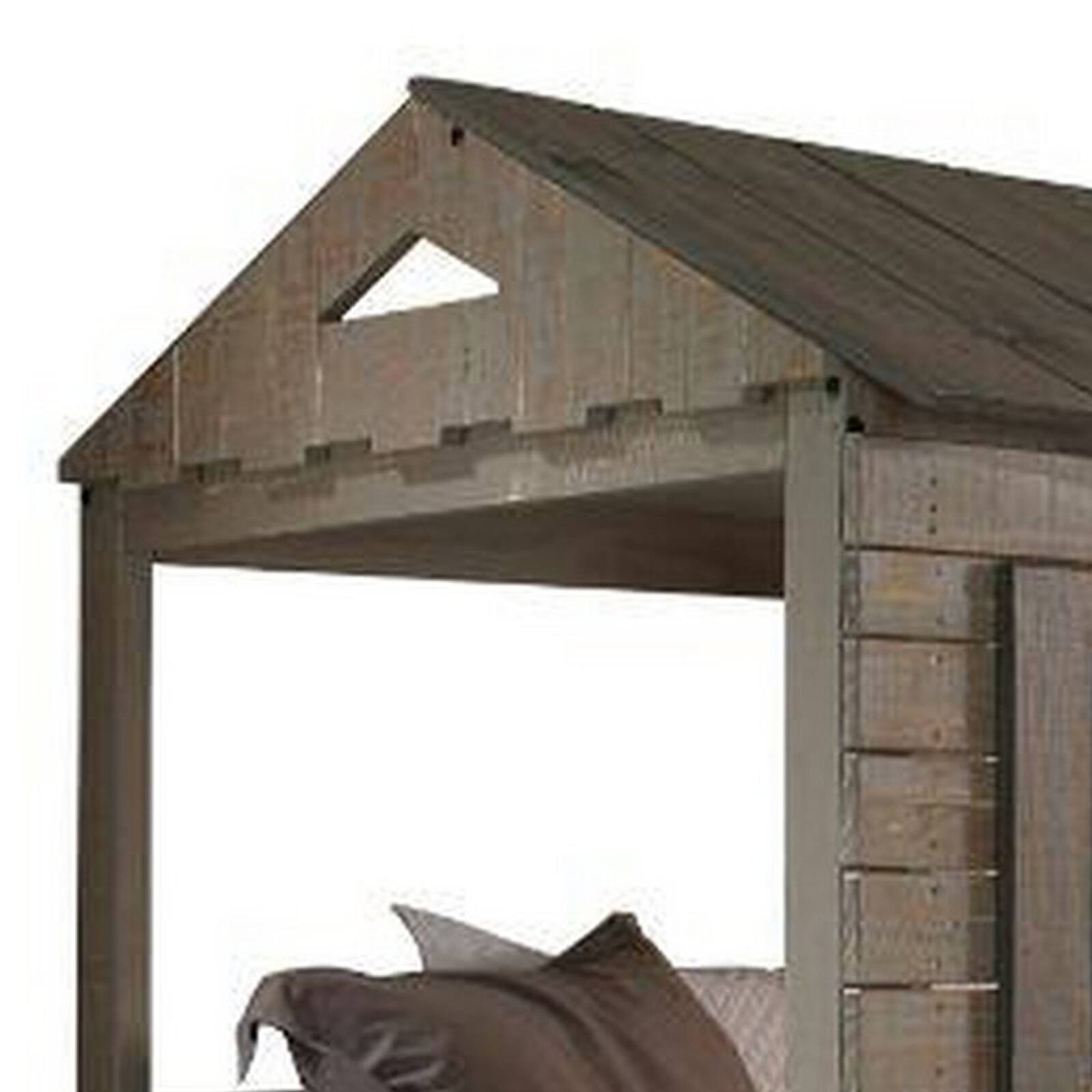 Alt View 3. Manhattan Lane - Twin Size Wooden Bunk Bed with House Design, Brown - Brown.