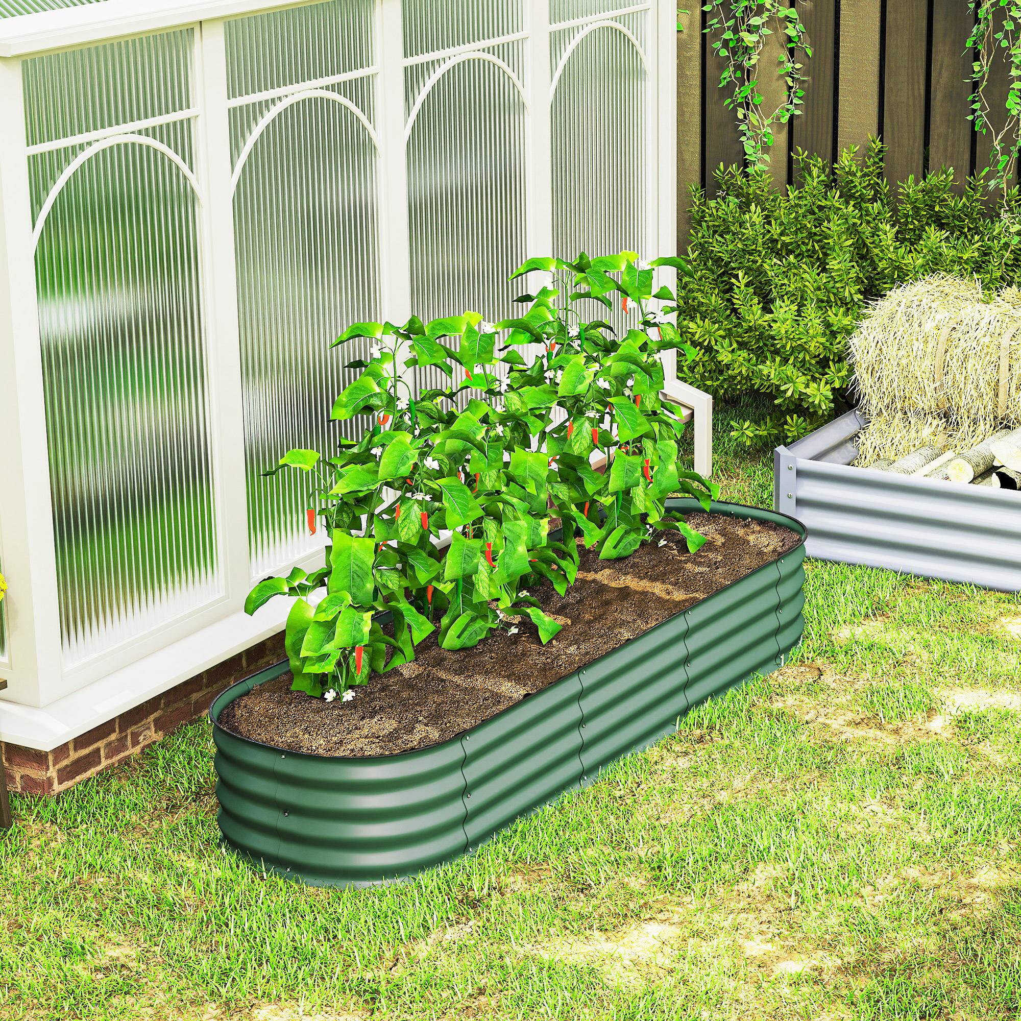 Alt View 7. Outsunny - x 2' x 1' Galvanized Raised Garden Bed Kit - Green.