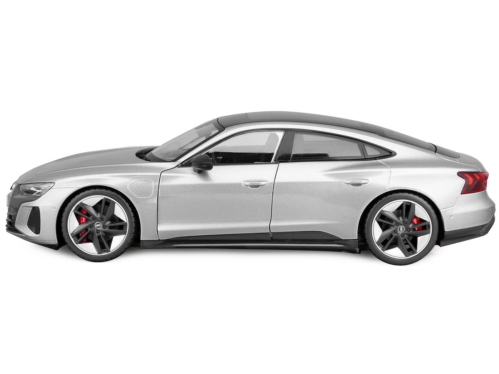 Angle. Bburago - 2022 Audi RS e-tron GT Silver Metallic with Sunroof 1/18 Diecast Model Car by Bburago - Silver.