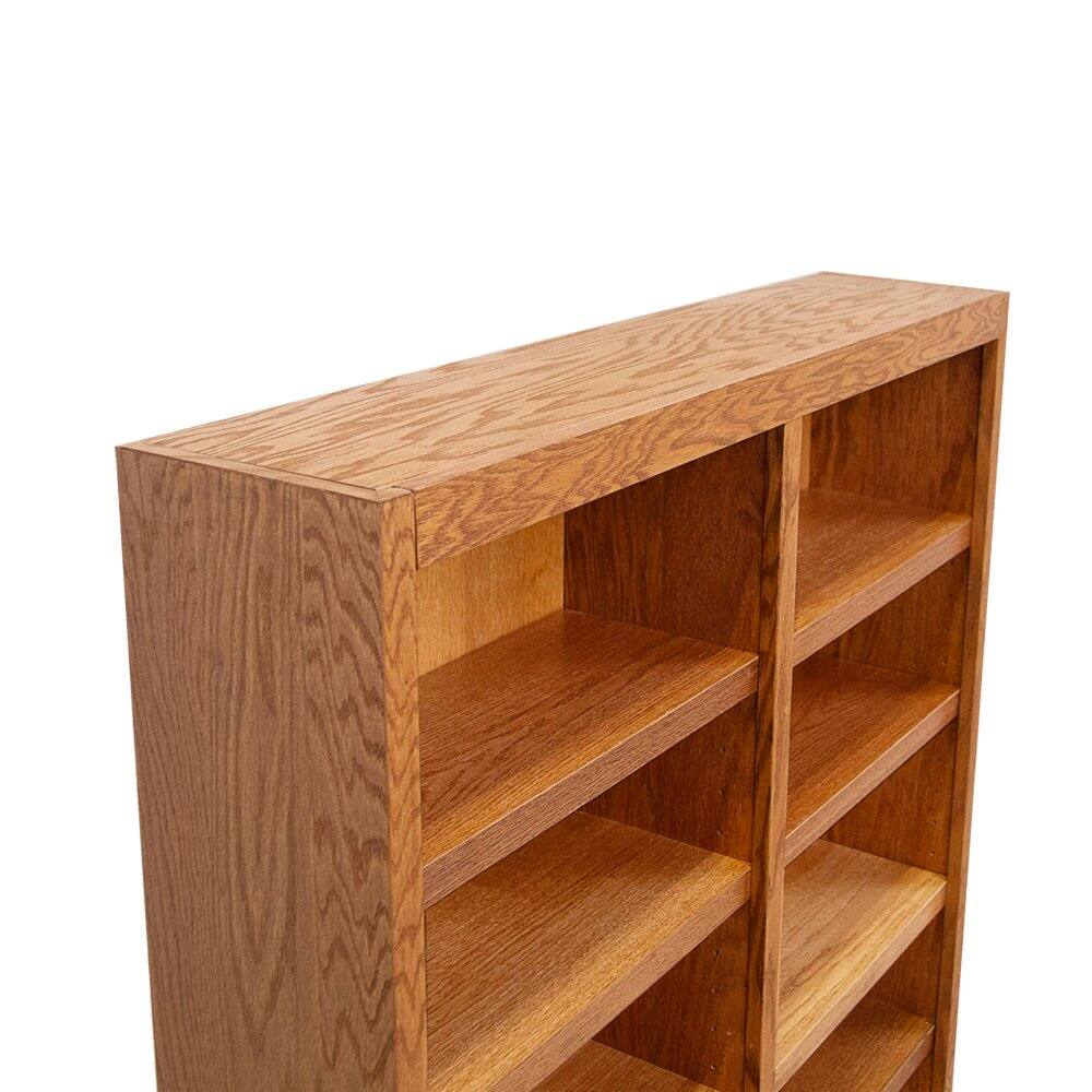 Back. Concepts in Wood - Double Wide Bookcase 12 Shelves Dry Oak Finish - Brown.