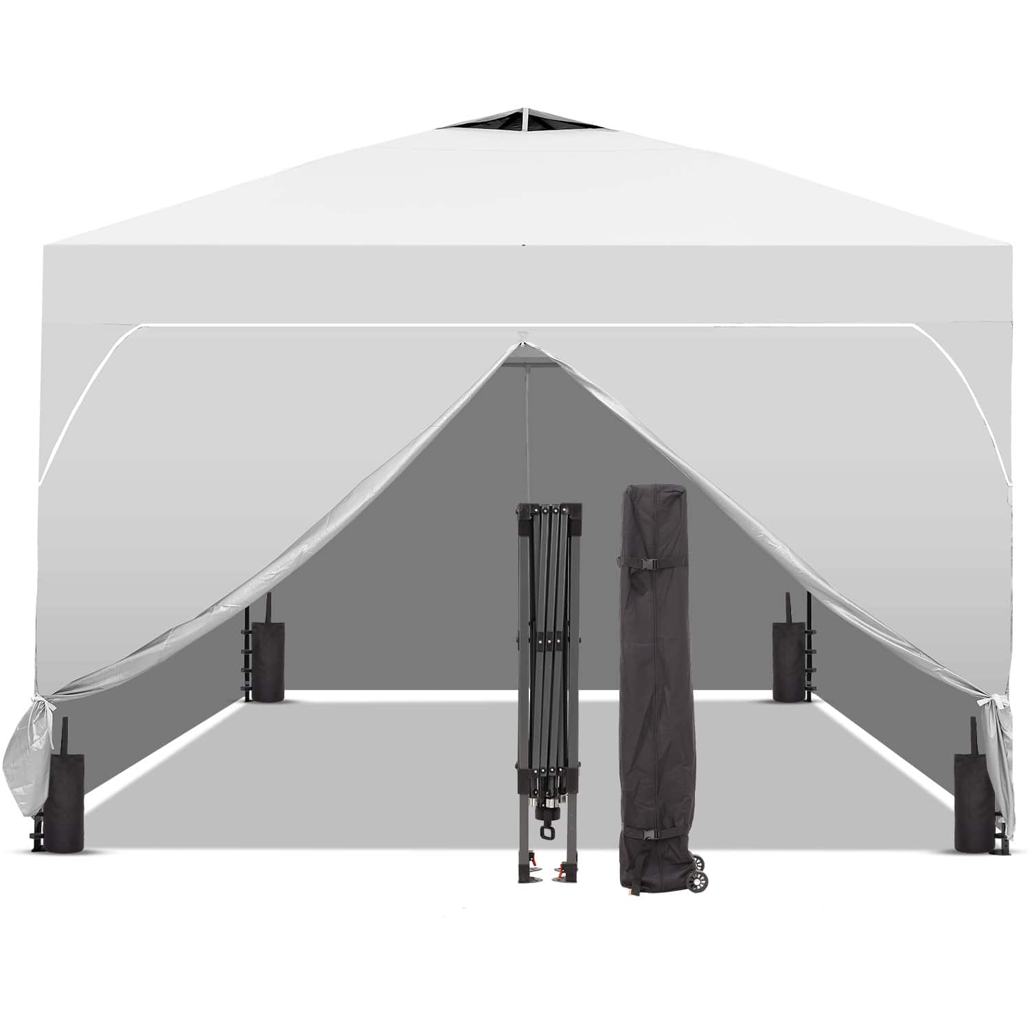 Photos - Garden Furniture UP3D Ainfox - 12x12 Pop Up Canopy Outside Canopy with Wheeled Carry Bag SandBags and Ground Nails - White BBSF-GZ070WH 