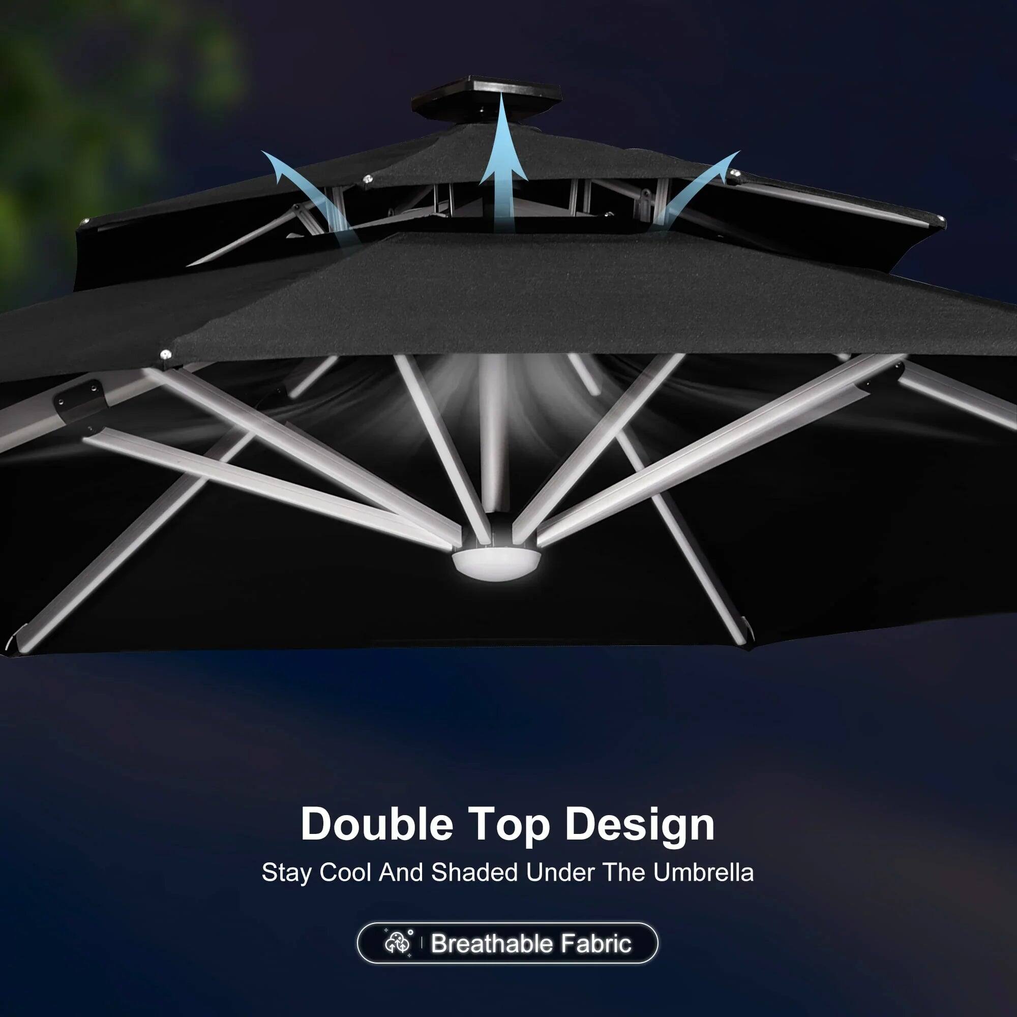 Double Top Design  
Stay Cool And Shaded Under The Umbrella  
Breathable Fabric