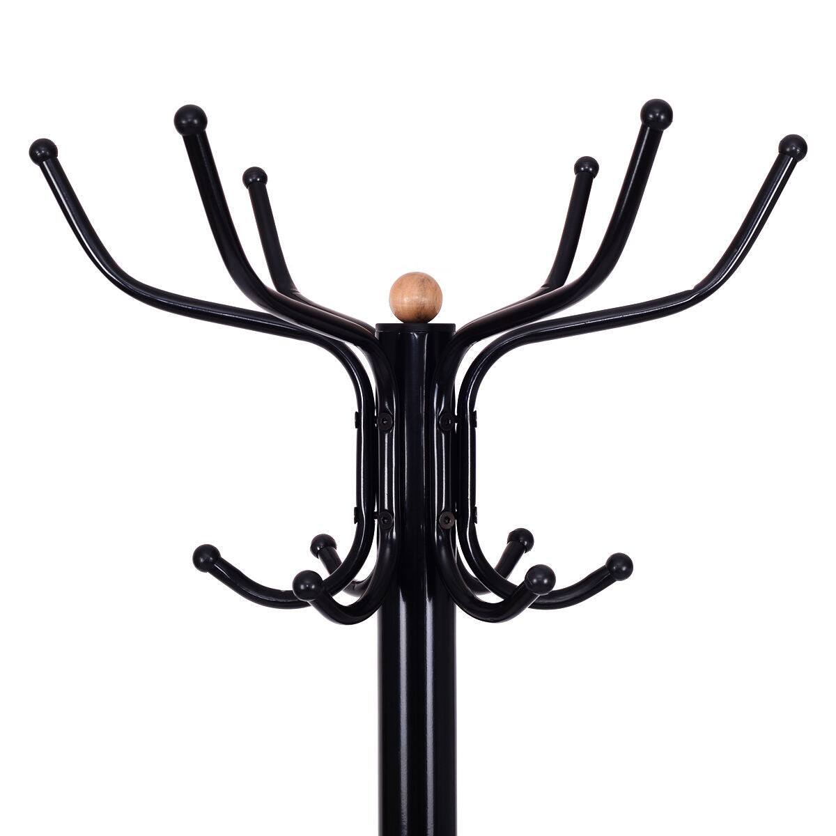 Alt View 4. Boyel Living - Black Vintage Space Saving Metal FreeStanding Coat Rack with Umbrella Stand - Black.