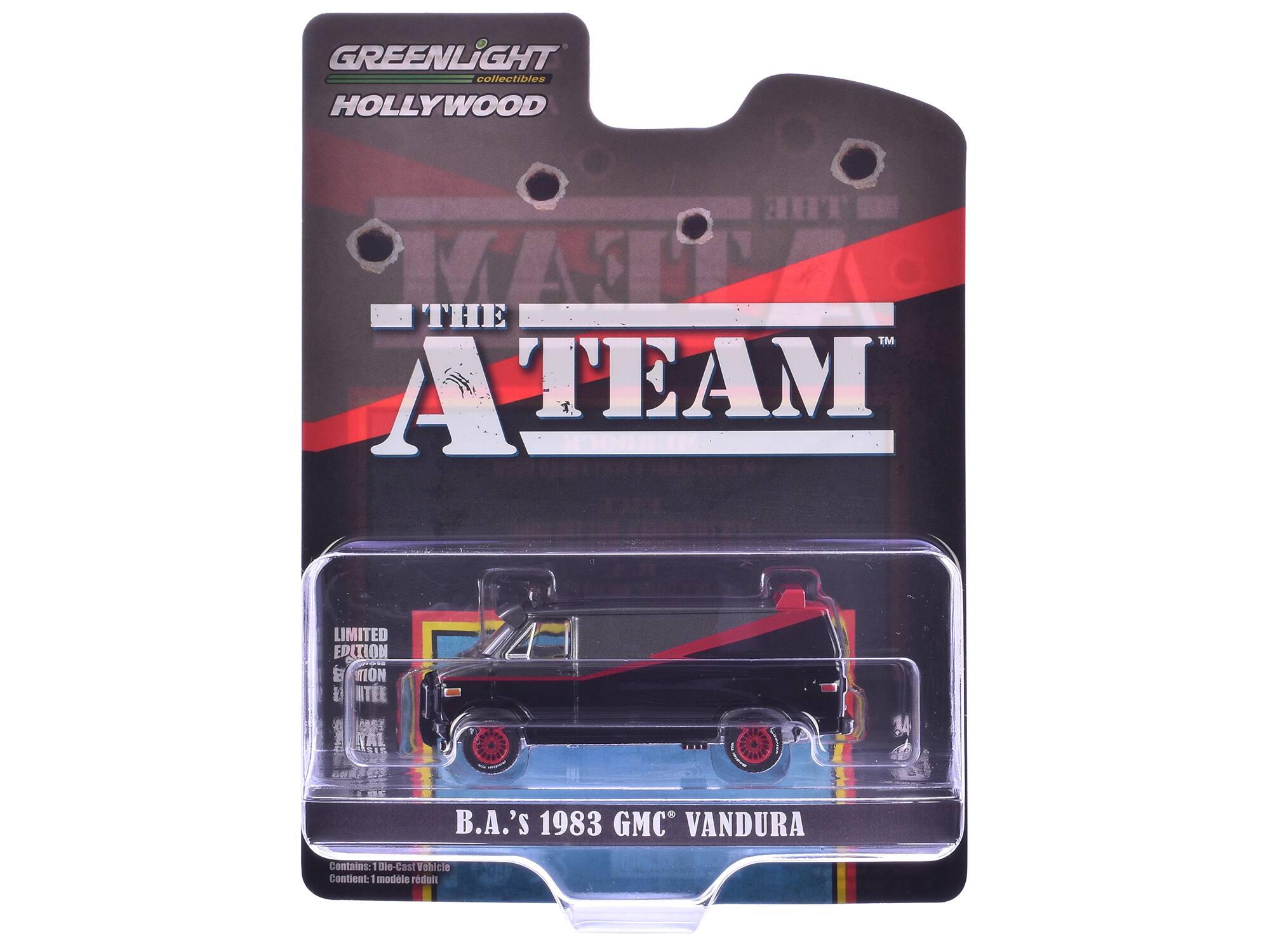 GREENLIGHT collectibles HOLLYWOOD THE A-TEAM LIMITED EDITION B.A.'S 1983 GMC VANDURA

Contains: 1 Die-Cast Vehicle
Contient: 1 modèle réduit