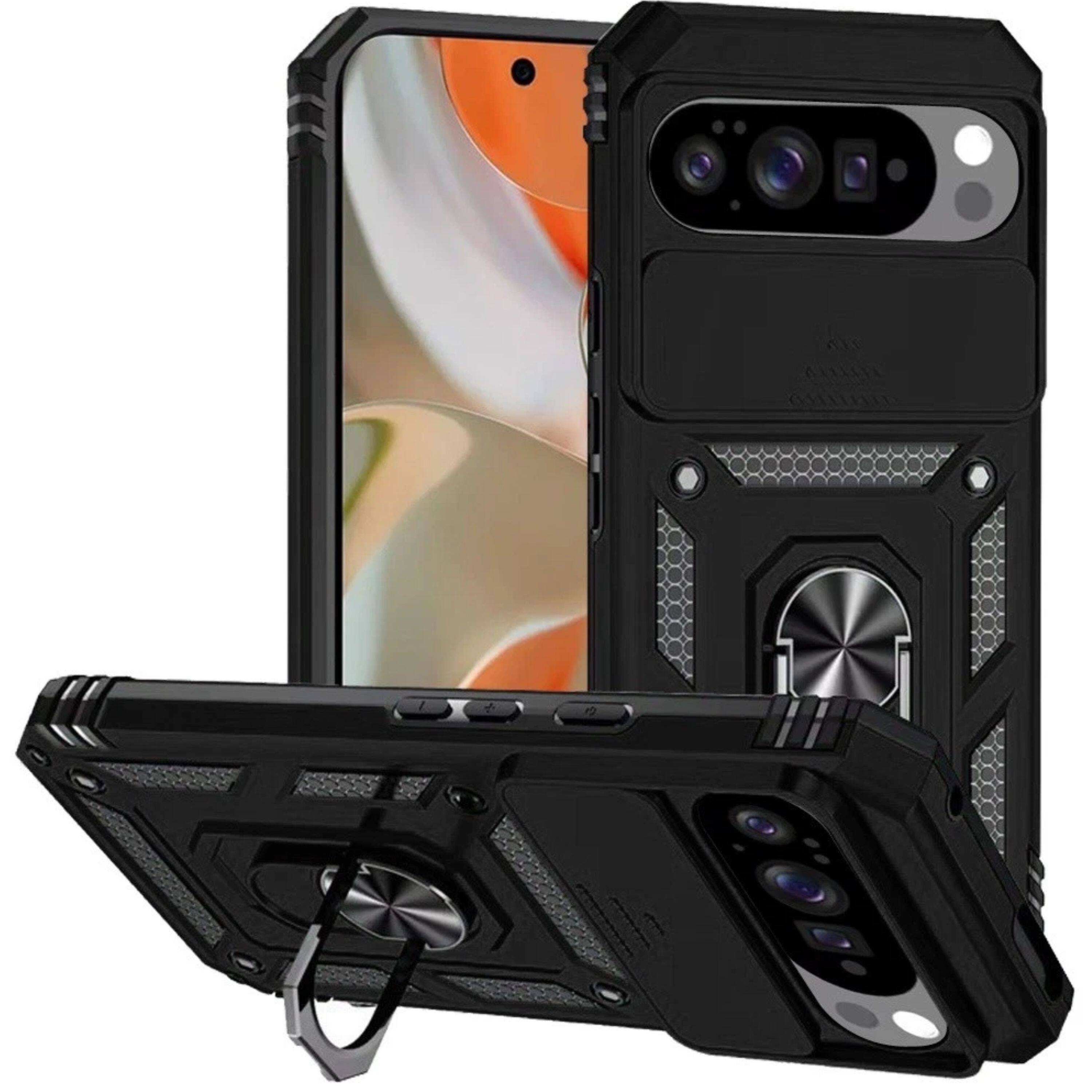 Front. Kitcheniva - Shockproof RingStand Lens Cover Plus Tempered Glass For Google Pixel 10 Pro XL Black - Black.