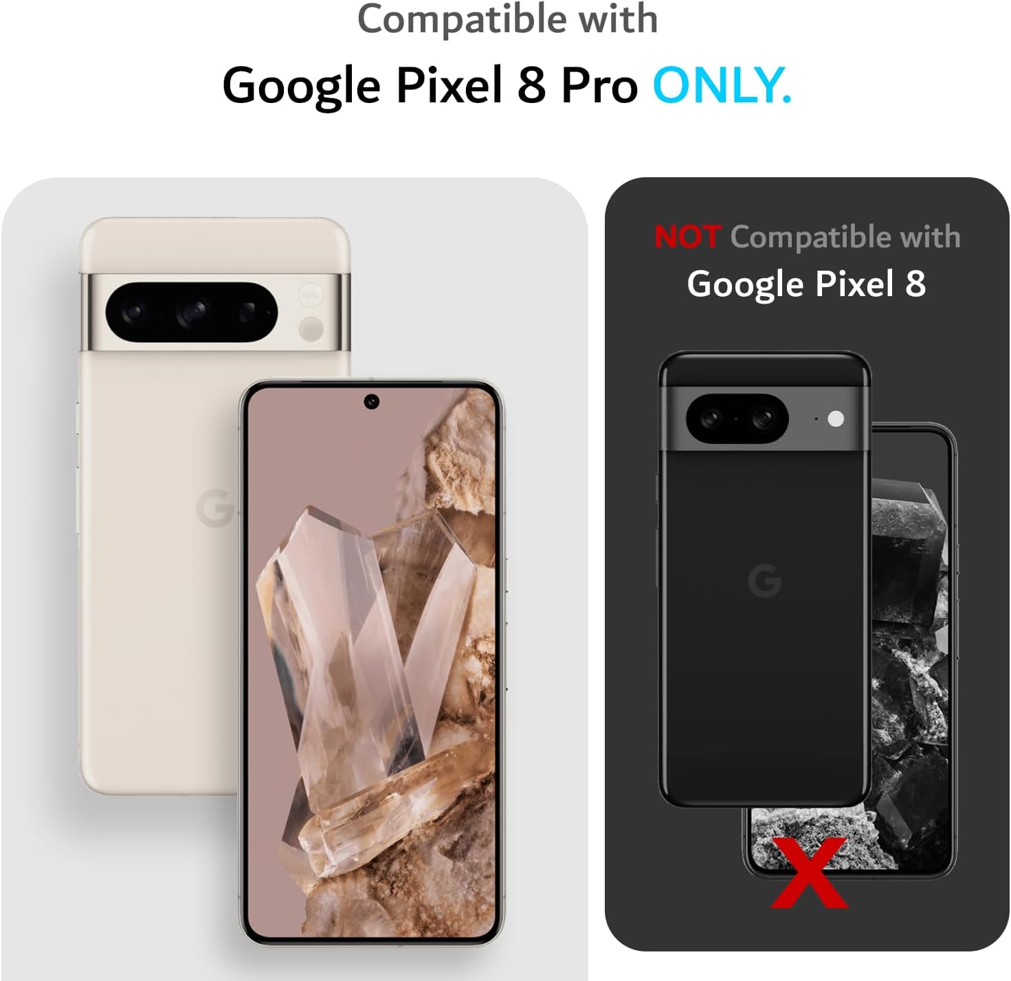 Compatible with Google Pixel 8 Pro ONLY.  
NOT Compatible with Google Pixel 8