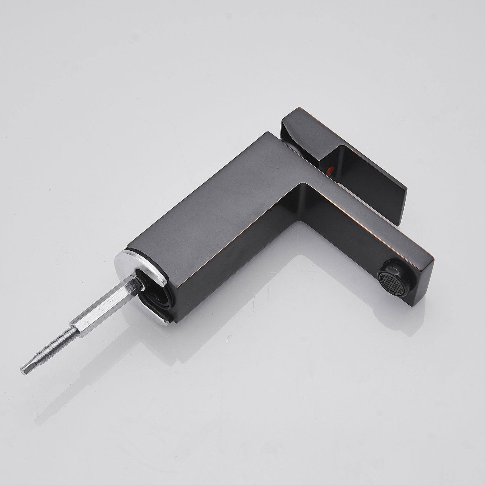 Left. Boyel Living - Single Handle Single Hole Bathroom Faucet with Deckplate Included and Pop Up Drain in Oil Rubbed Bronze - Oil Rubbed Bronze.