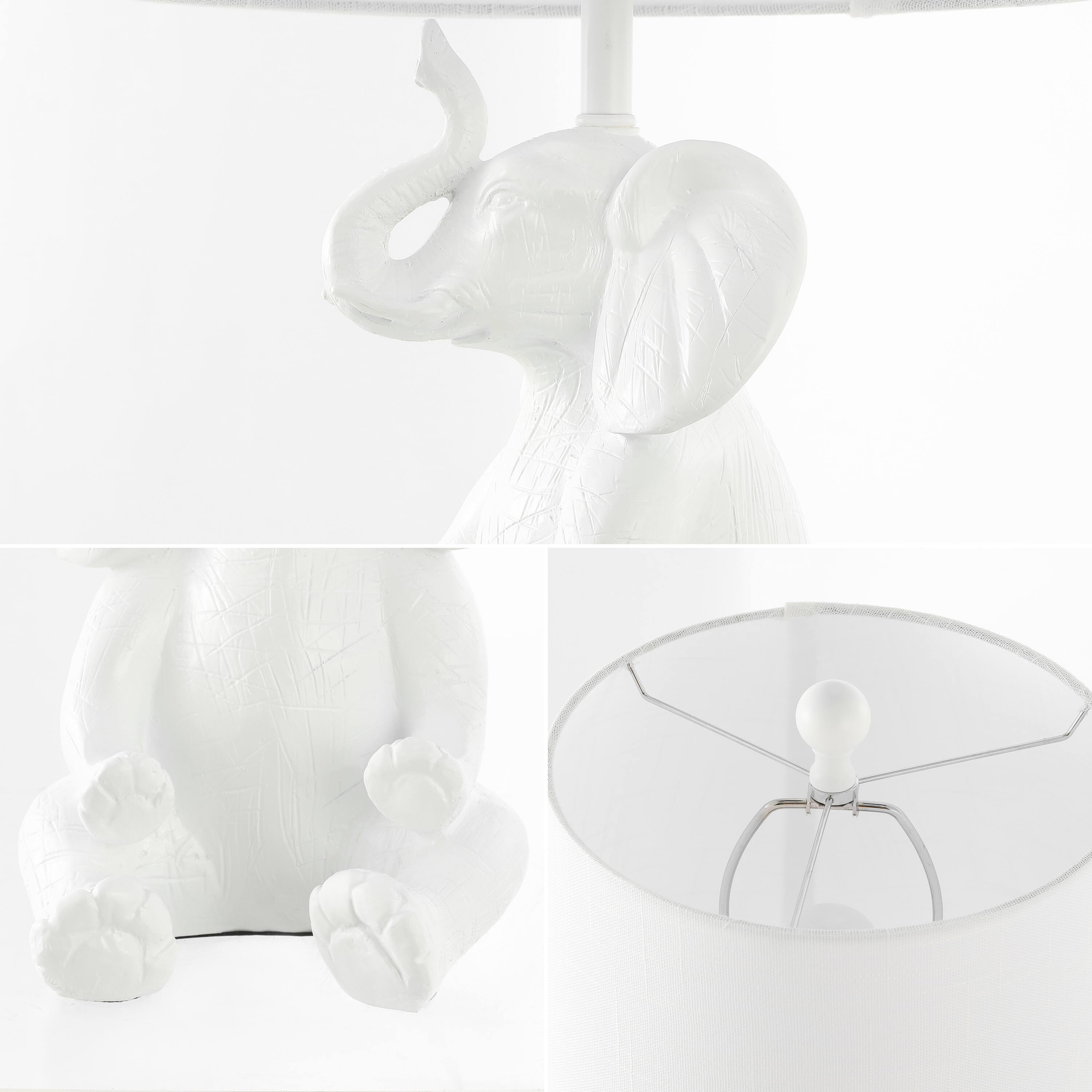Alt View 5. Jonathan Y - Kairi 21" Modern Shabby Chic Resin/Iron Happy Elephant LED Kids' Table Lamp with Phone Stand, White.