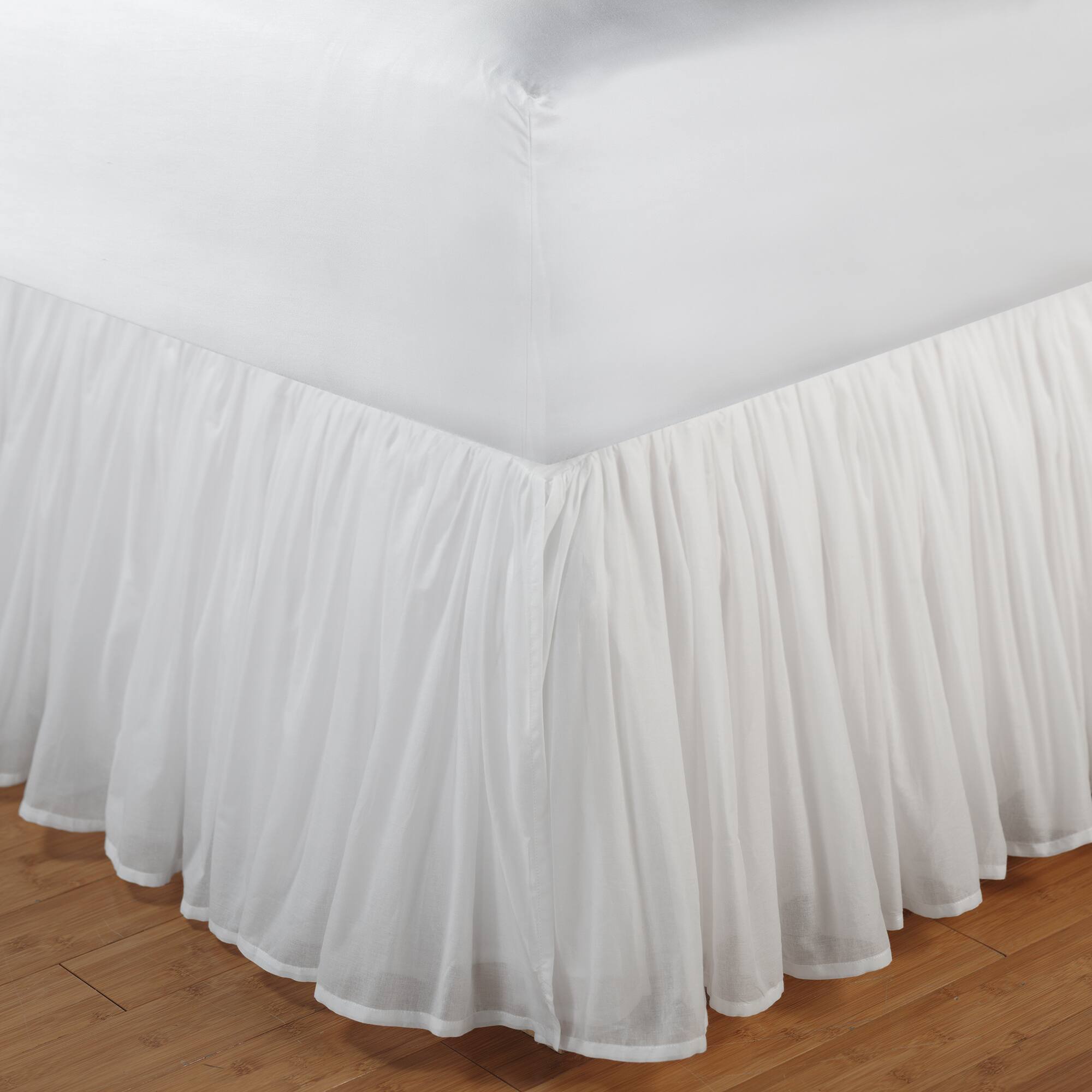 Front. BreeBe - Cotton Voile Bed Skirt 15″ Full - White.