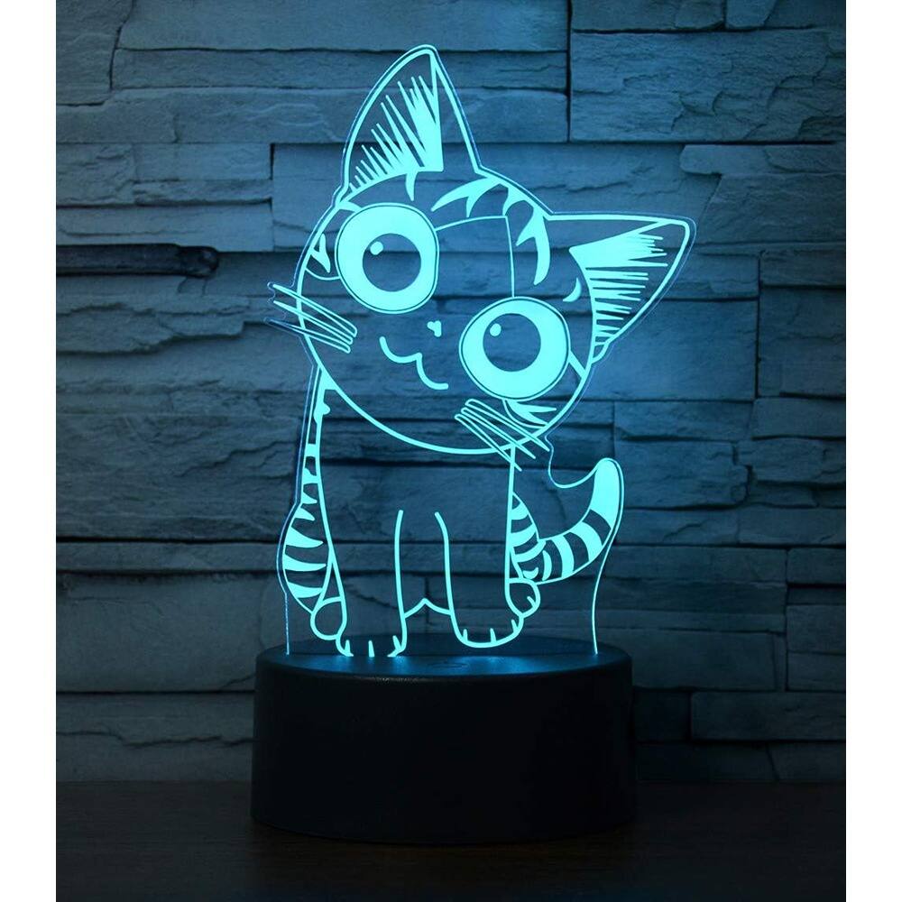 Alt View 2. Schertz - Cat Night Light – 3D Illusion LED Table Lamp, 7 Colors for Kids & Teens.