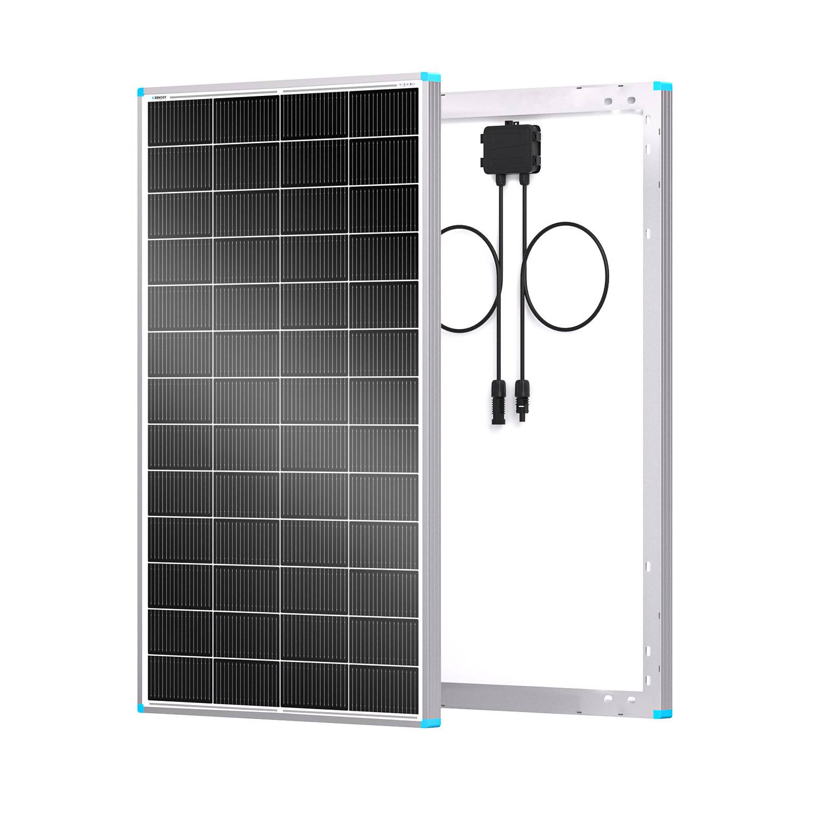 Front. Renogy - 16BB N-Type 200W 24V Monocrystalline Solar Panel for RV Marine Cabin Battery Charging, High-Efficiency Power PV Module - Black.